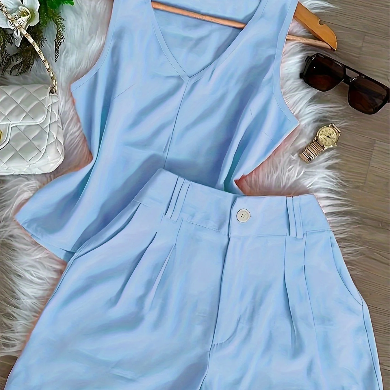 Damen Zweiteiler Set – Elegantes Top und Shorts für Frühling & Sommer, Freizeit & Alltag - Image 18