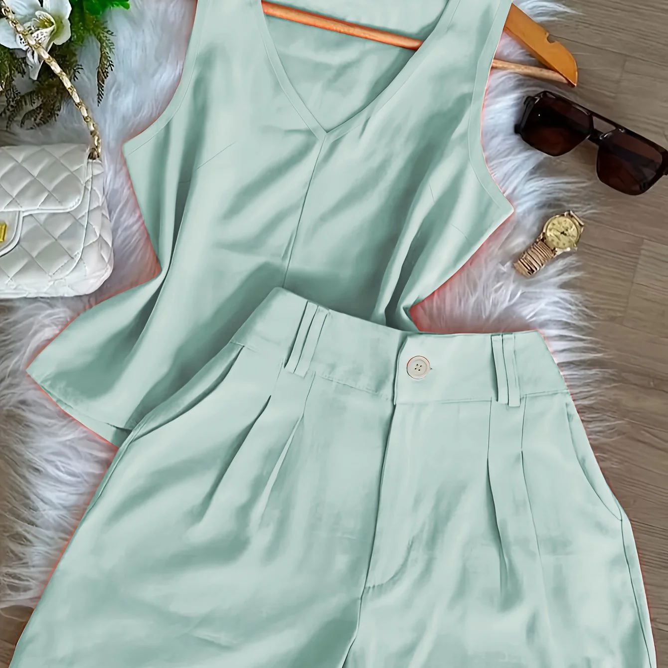 Damen Zweiteiler Set – Elegantes Top und Shorts für Frühling & Sommer, Freizeit & Alltag - Image 19