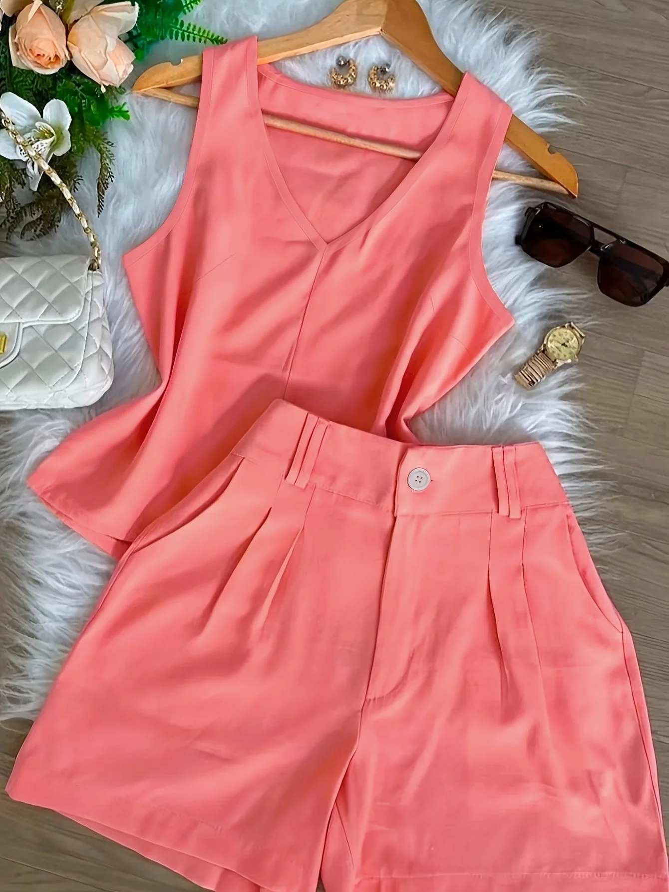 Damen Zweiteiler Set – Elegantes Top und Shorts für Frühling & Sommer, Freizeit & Alltag - Image 2