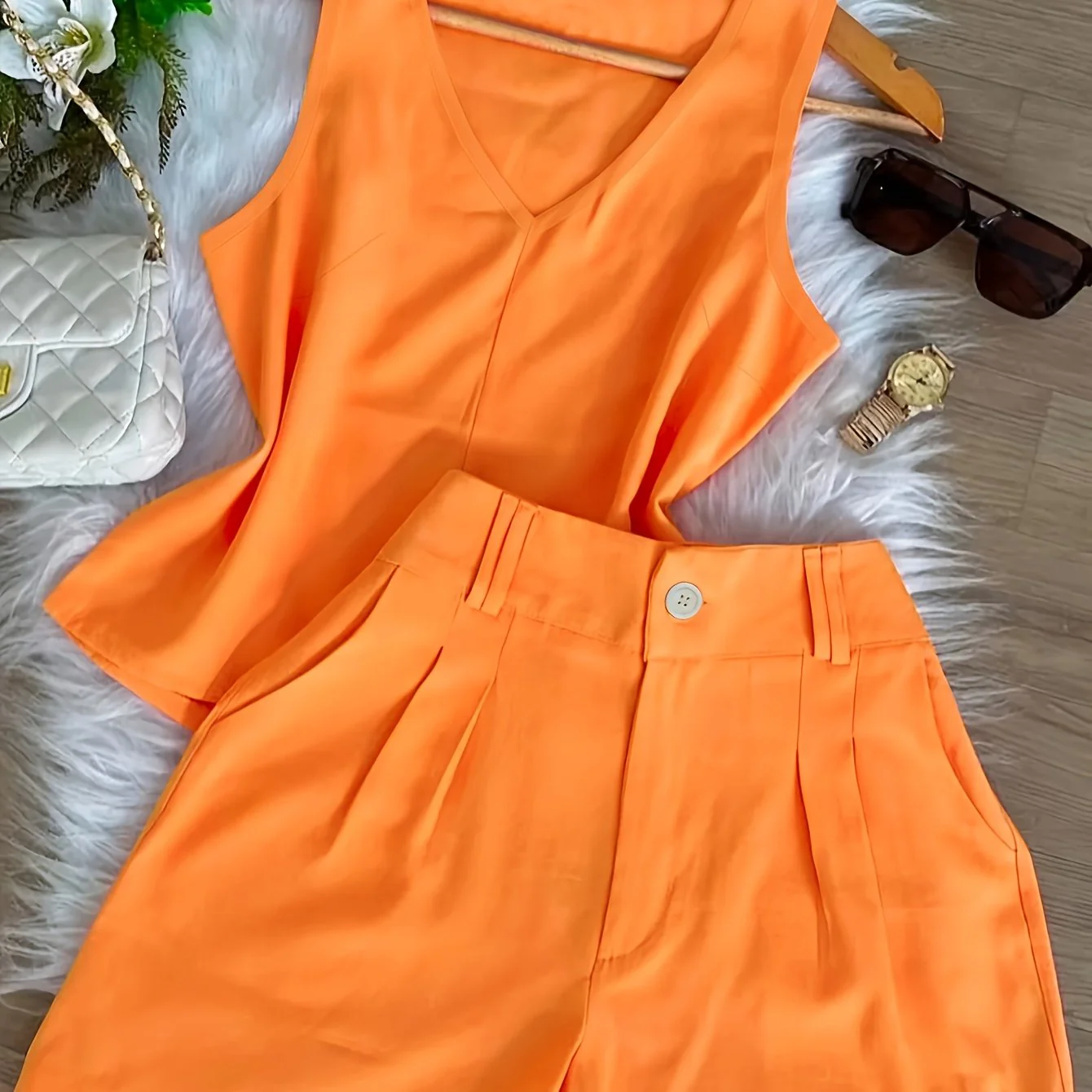 Damen Zweiteiler Set – Elegantes Top und Shorts für Frühling & Sommer, Freizeit & Alltag - Image 23