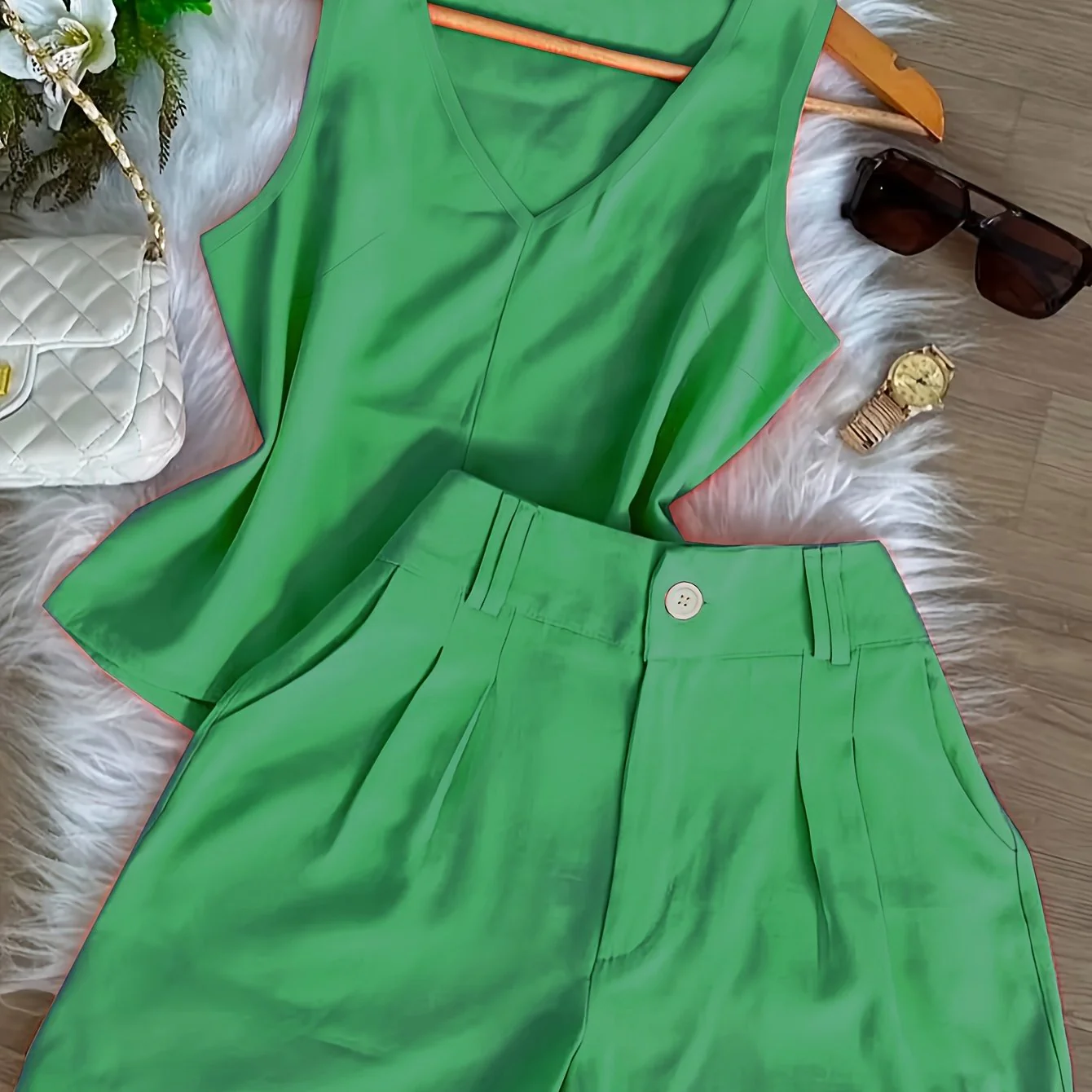 Damen Zweiteiler Set – Elegantes Top und Shorts für Frühling & Sommer, Freizeit & Alltag - Image 24
