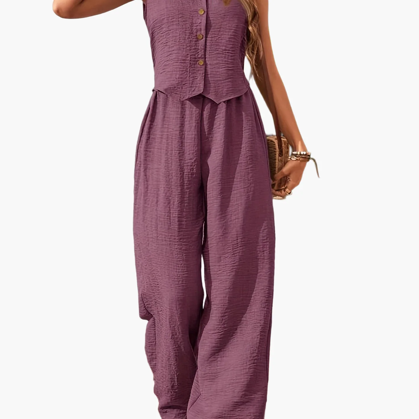 Damen Zweiteiler Set – Elegantes ärmelloses Weste-Hose Outfit für Freizeit und Sommer - Image 15