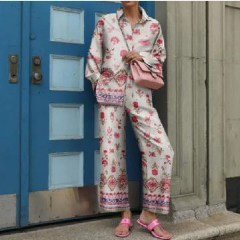 Damen Zweiteiler Set mit modernem geometrischem Muster – Lässiges Outfit für Alltag und Büro - Image 16