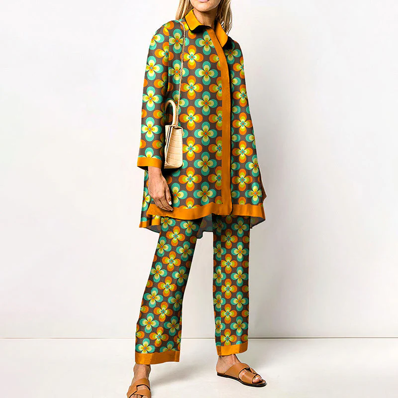 Damen Zweiteiler Set mit modernem geometrischem Muster – Lässiges Outfit für Alltag und Büro - Image 17