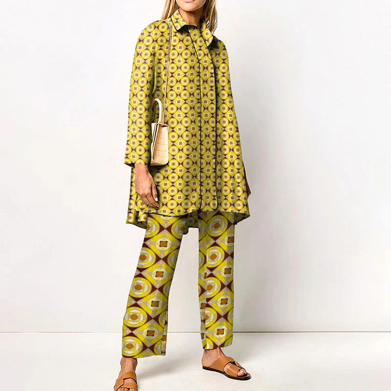 Damen Zweiteiler Set mit modernem geometrischem Muster – Lässiges Outfit für Alltag und Büro - Image 5