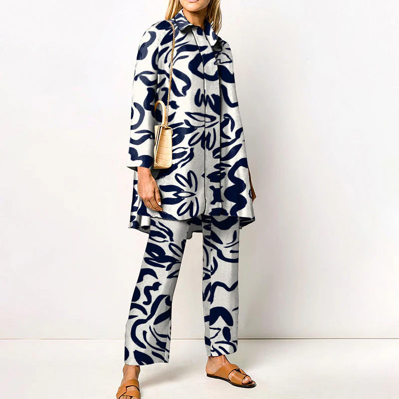 Damen Zweiteiler Set mit modernem geometrischem Muster – Lässiges Outfit für Alltag und Büro - Image 7