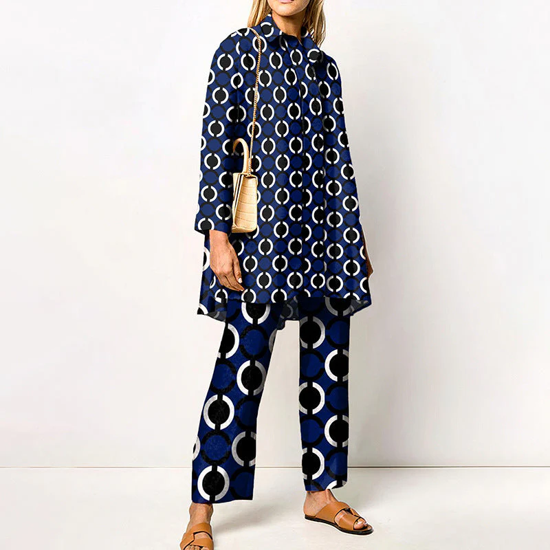 Damen Zweiteiler Set mit modernem geometrischem Muster – Lässiges Outfit für Alltag und Büro - Image 8