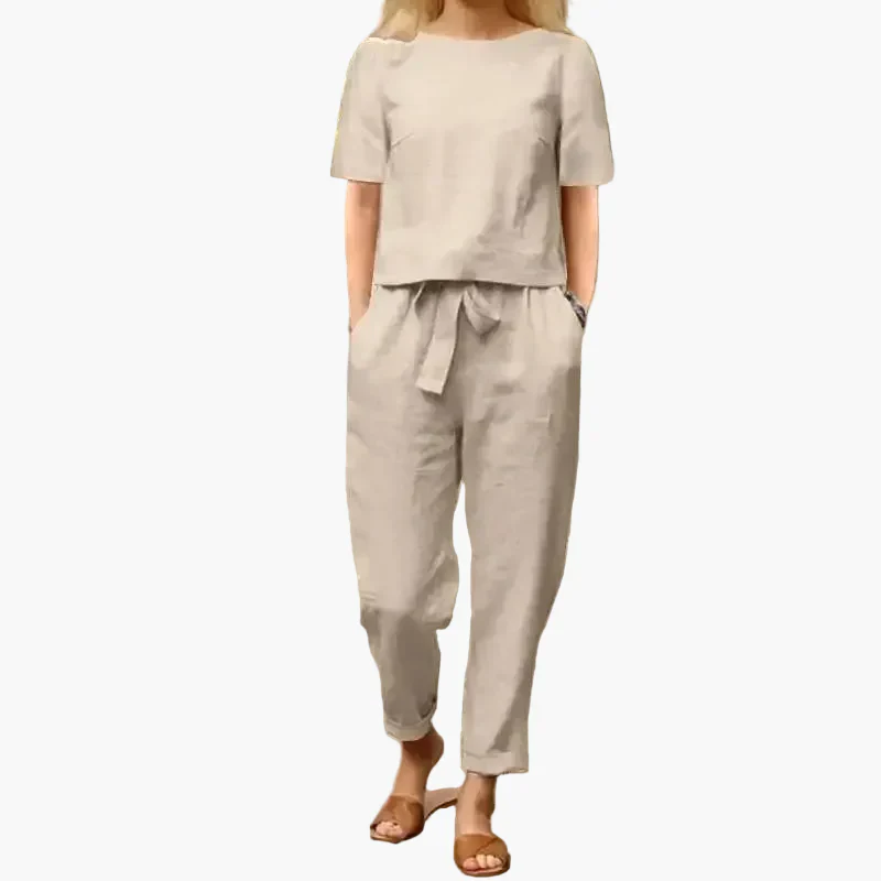 Damen Zweiteiler Set – Modisches Freizeit-Outfit mit Kurzarmshirt und Hose für Alltag & Urlaub