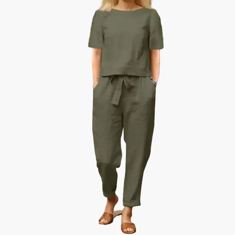 Damen Zweiteiler Set – Modisches Freizeit-Outfit mit Kurzarmshirt und Hose für Alltag & Urlaub - Image 2