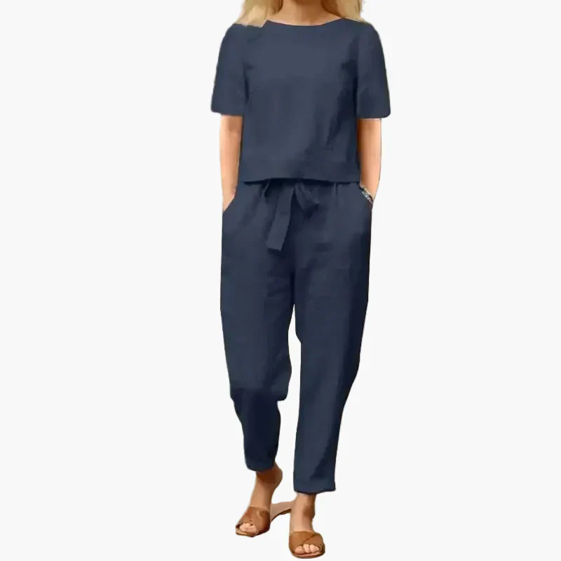 Damen Zweiteiler Set – Modisches Freizeit-Outfit mit Kurzarmshirt und Hose für Alltag & Urlaub - Image 3