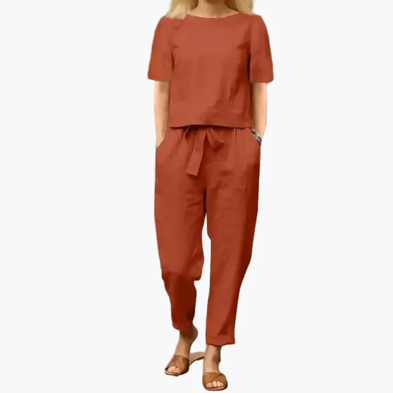Damen Zweiteiler Set – Modisches Freizeit-Outfit mit Kurzarmshirt und Hose für Alltag & Urlaub - Image 4