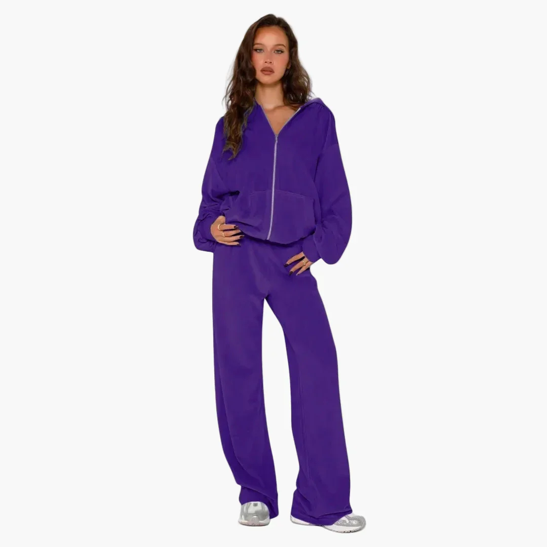 Damen Zweiteiliges Freizeit-Outfit mit Kapuzenjacke – Trendiges Lounge-Set im Oversize-Stil - Image 5