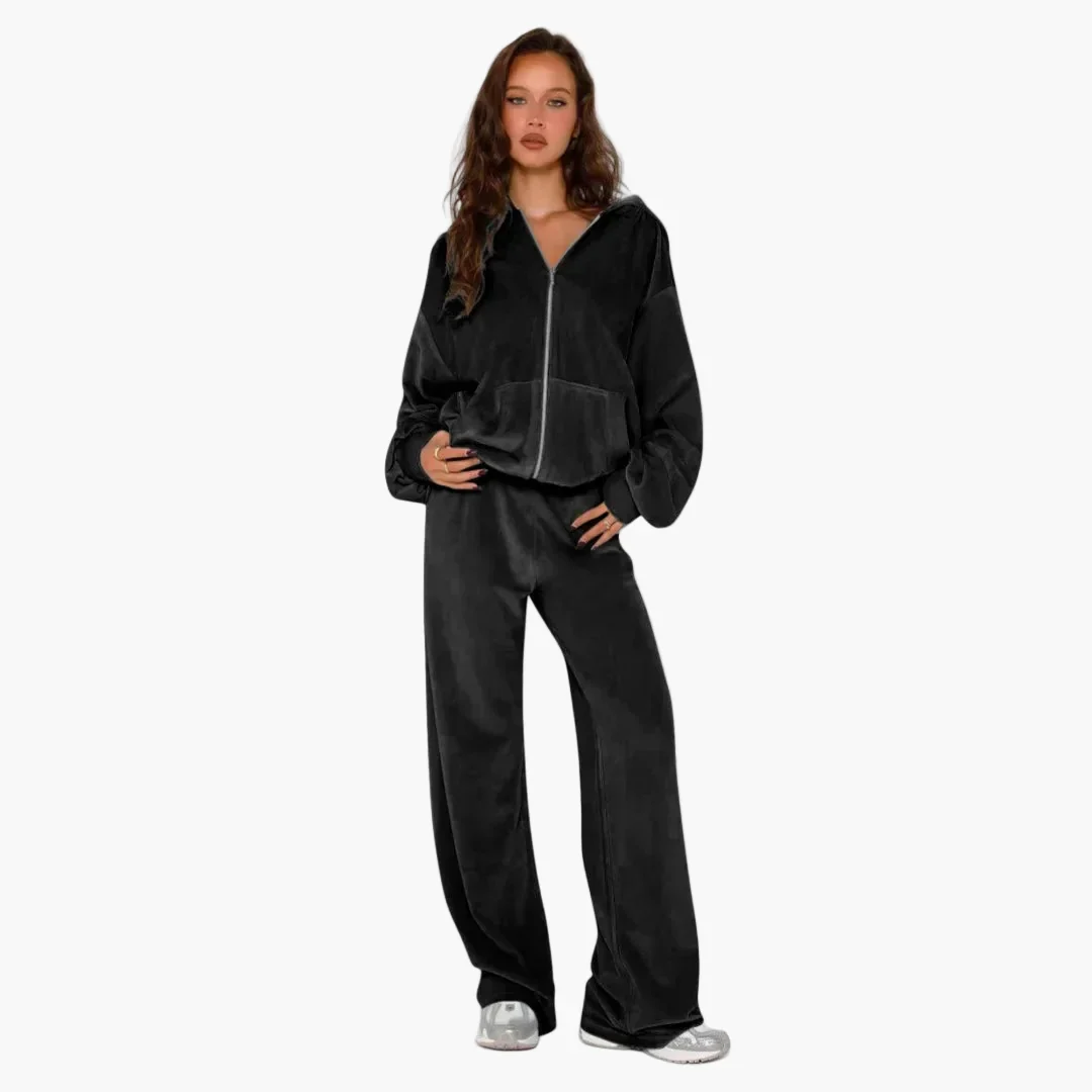 Damen Zweiteiliges Freizeit-Outfit mit Kapuzenjacke – Trendiges Lounge-Set im Oversize-Stil - Image 6