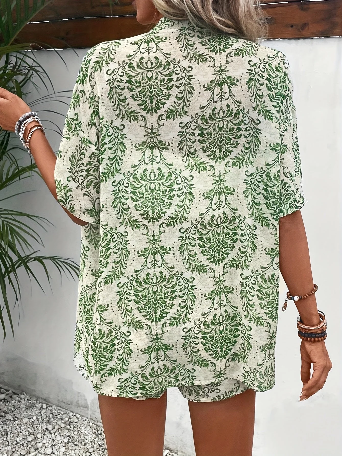 Damen Zweiteiliges Set Kurzarm Kimono & Shorts mit floralem Print – Sommer Boho Lounge Outfit - Image 6