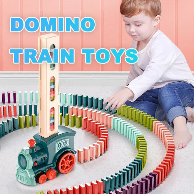 Domino Zugspielzeug für Kinder – Kreatives Lernspiel, Automatischer Dominosteinleger, Pädagogisches Spielzeug