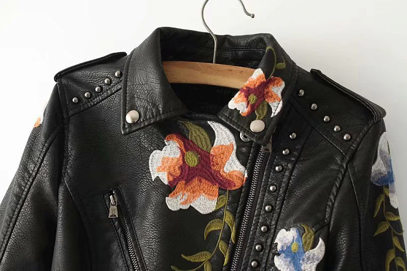 Ernest – Bestickte, mit Nieten verzierte vegane Lederjacke - Image 4