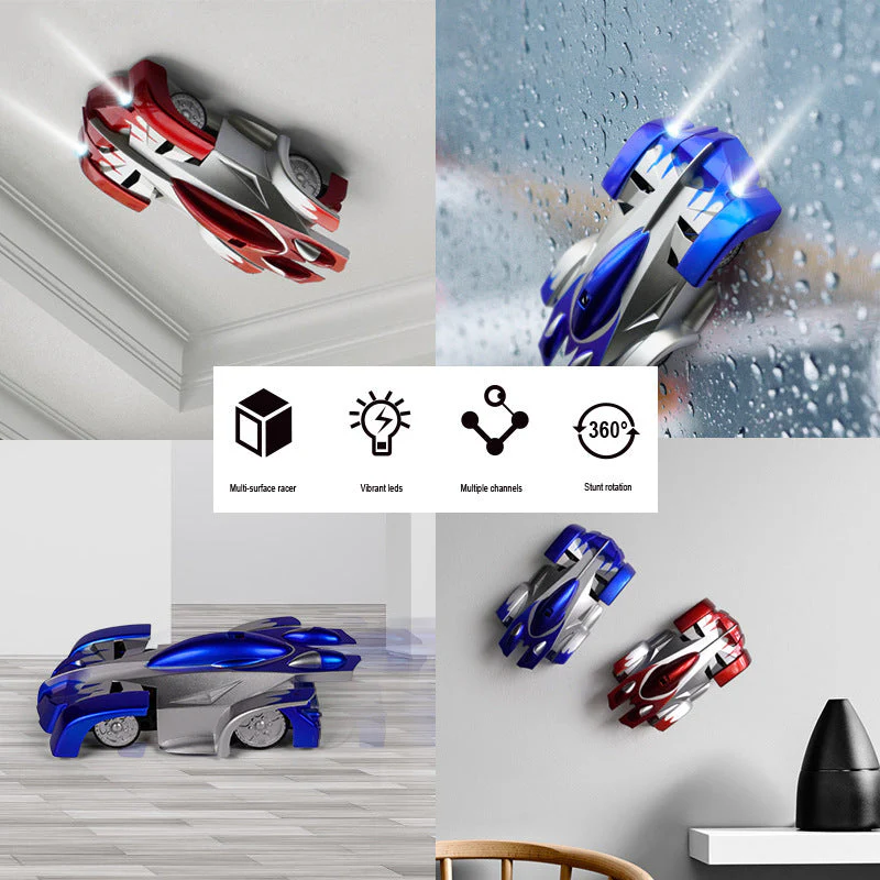 Ferngesteuertes Wand- und Bodenfahrzeug für Kinder und Erwachsene – Stunt-Auto mit LED-Licht und 360° Rotation - Image 2