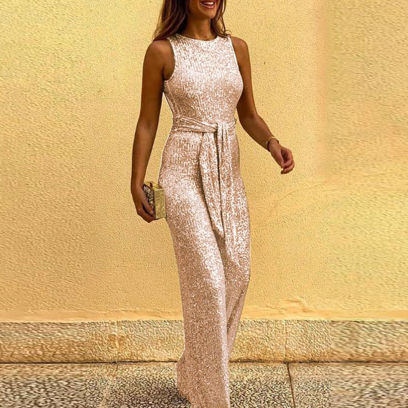 Francesca – Ärmelloser sexy Pailletten-Jumpsuit mit silbernen Punkten - Image 4