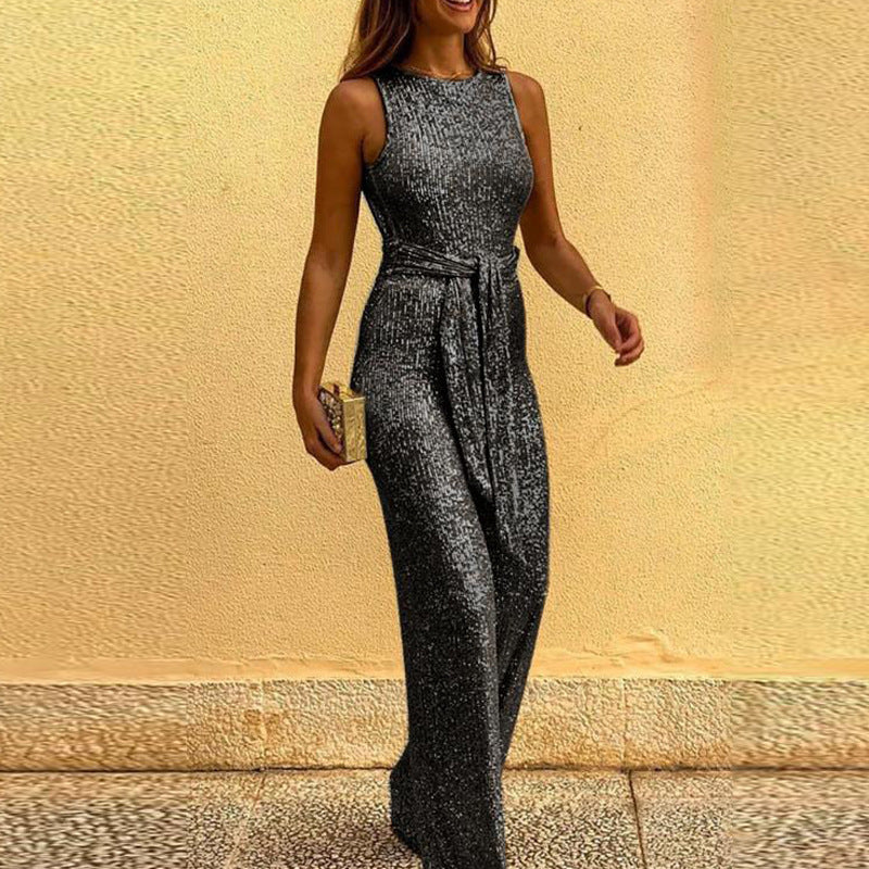 Francesca – Ärmelloser sexy Pailletten-Jumpsuit mit silbernen Punkten - Image 7
