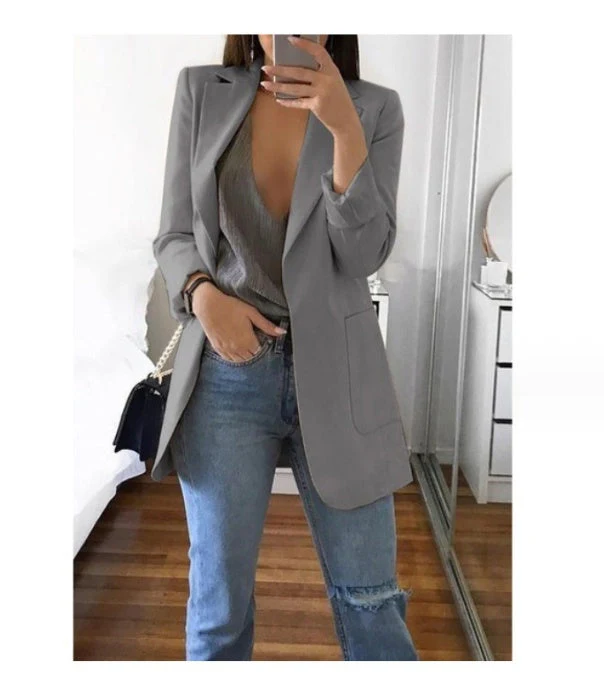 Georgina – Schmaler Damenblazer mit einfarbigem Design - Image 12