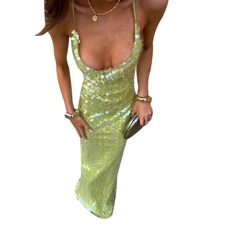 Harriet – Glänzendes Abendkleid mit Trägern und Rückenausschnitt - Image 4