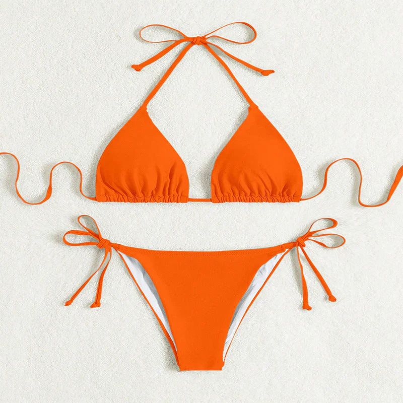 Heather – Bikini mit gebundenem Halter in einfarbig - Image 17