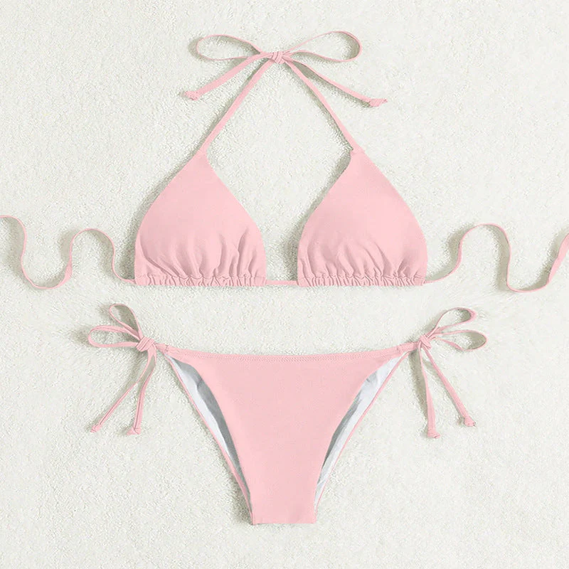 Heather – Bikini mit gebundenem Halter in einfarbig - Image 18