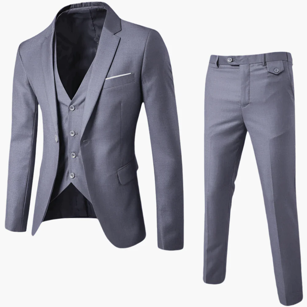 Herren 3-Teiliges Business Anzugset – Klassischer Eleganter Anzug für Hochzeit, Büro & Feste - Image 7