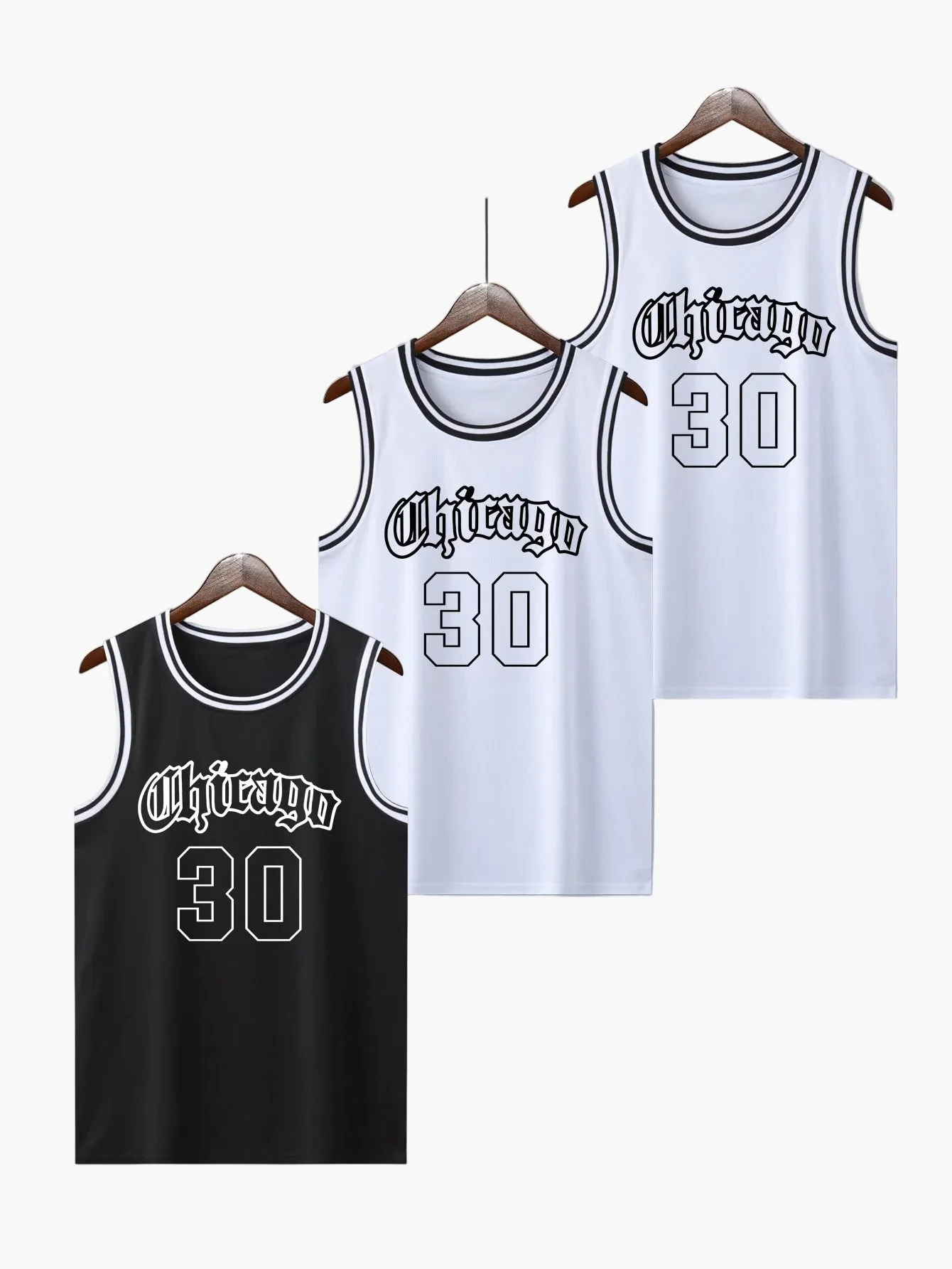 Herren Basketball Tanktop Vintage Style – Sportliches Trikot mit Chicago 30 Print für Training & Freizeit - Image 2