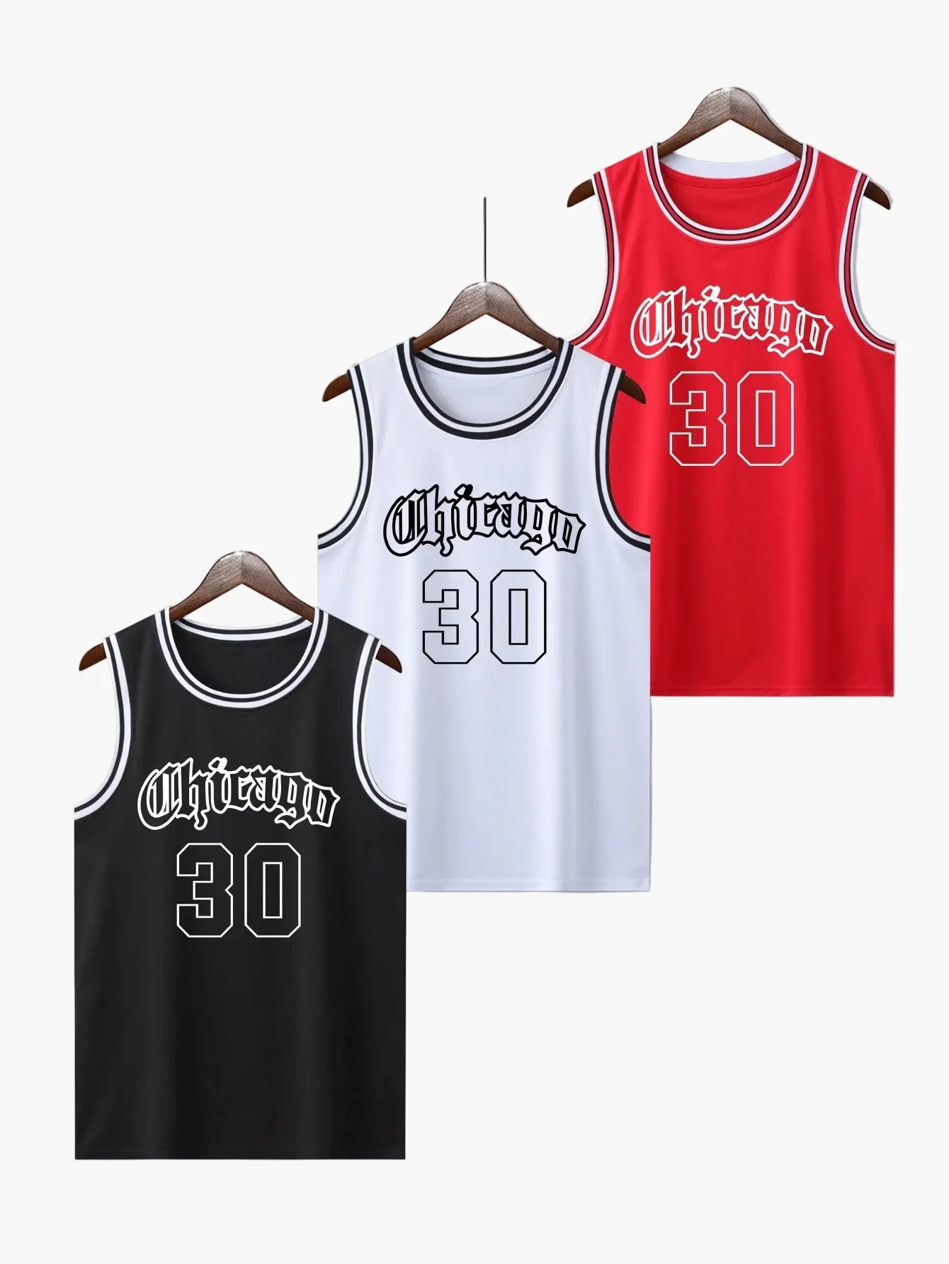 Herren Basketball Tanktop Vintage Style – Sportliches Trikot mit Chicago 30 Print für Training & Freizeit - Image 3