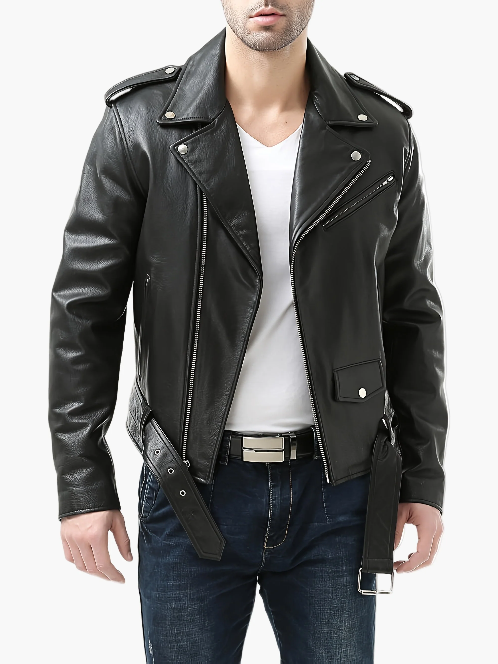 Herren Bikerjacke im Vintage-Stil – Perfekte Jacke für Freizeit & Streetwear