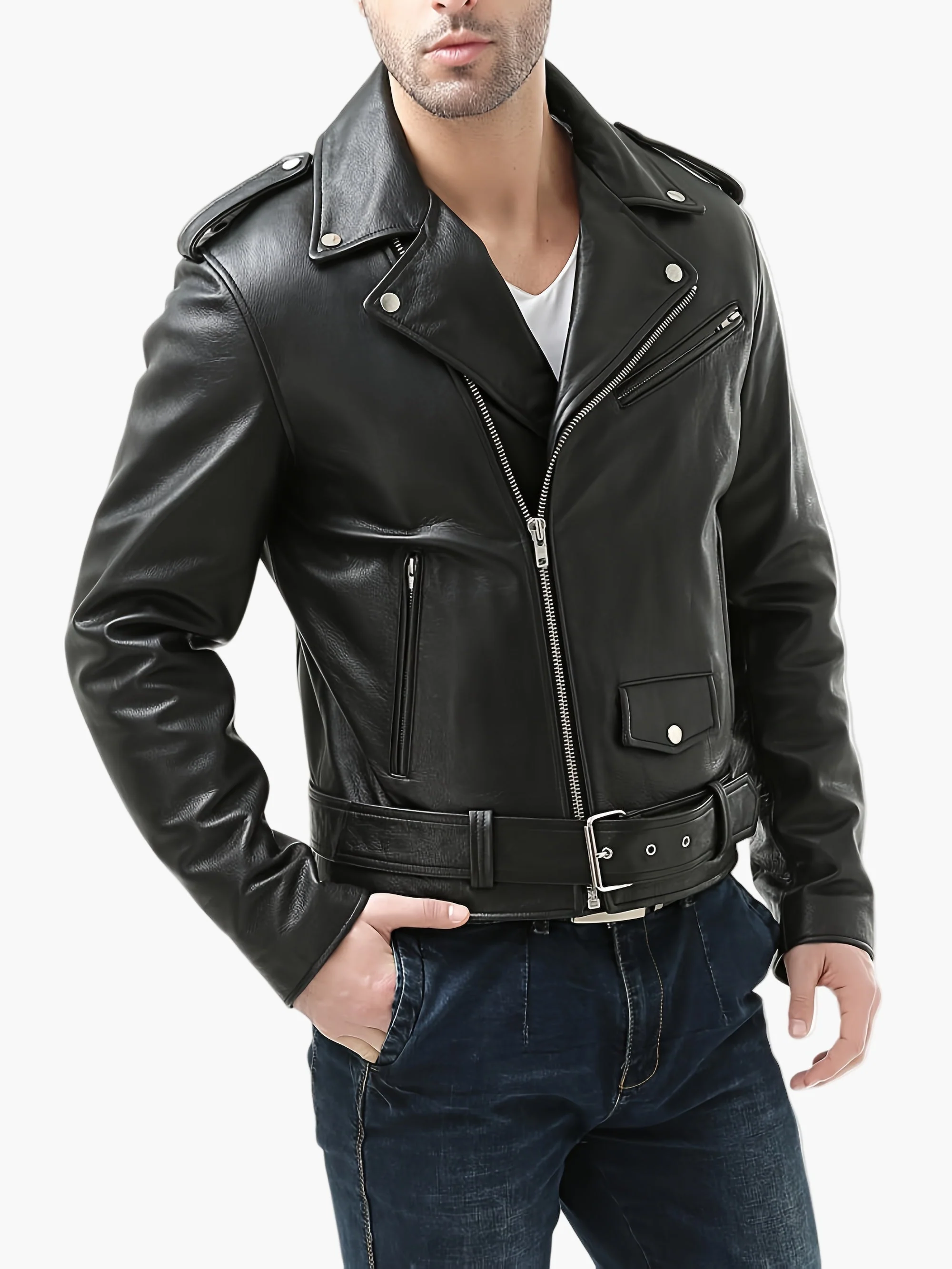 Herren Bikerjacke im Vintage-Stil – Perfekte Jacke für Freizeit & Streetwear - Image 2