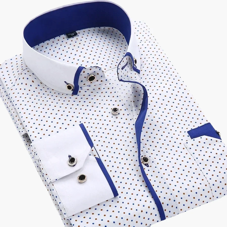 Herren Business-Freizeit Hemd mit modernem Muster und Kontrastdetails – Stilvoll für Büro & Alltag - Image 4