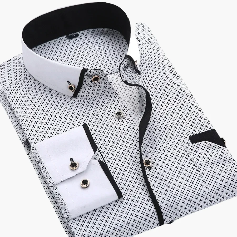 Herren Business-Freizeit Hemd mit modernem Muster und Kontrastdetails – Stilvoll für Büro & Alltag - Image 5