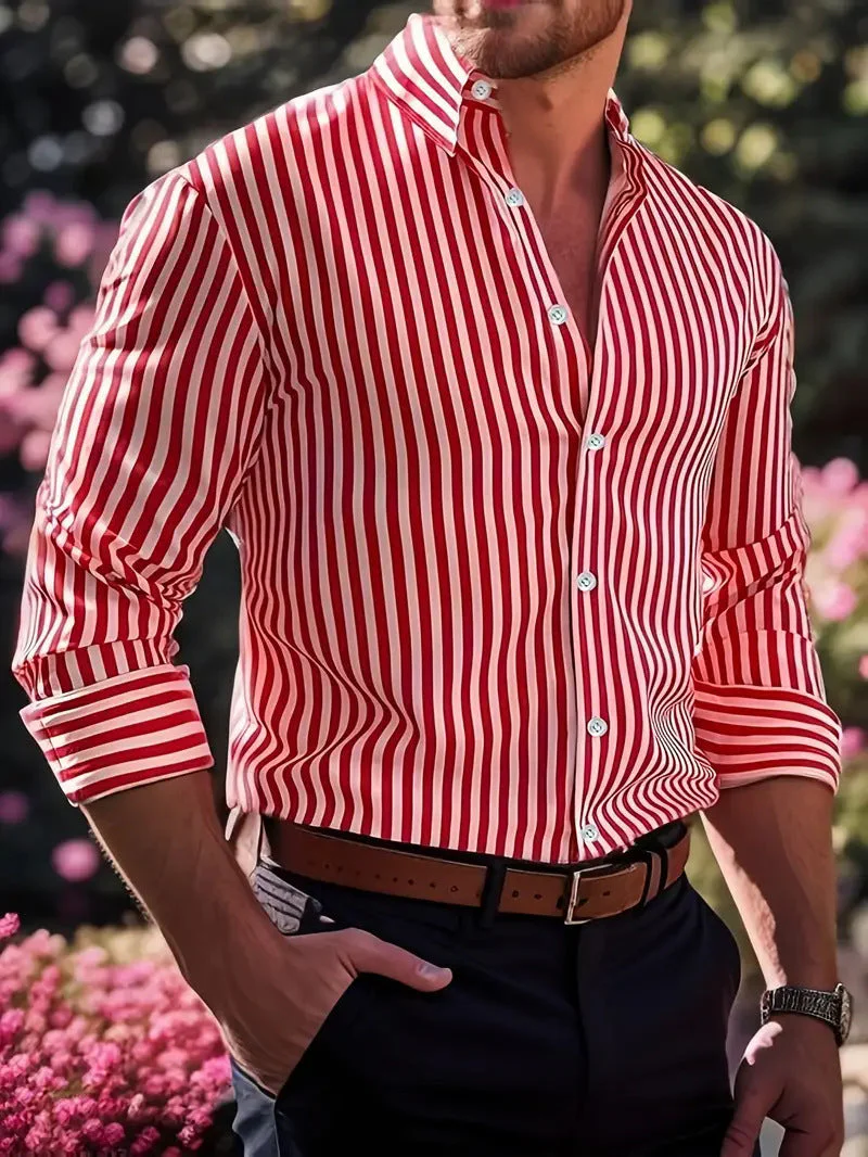 Herren Business-Freizeit Hemd mit vertikalen Streifen und Knopfleiste – Moderner Slim Fit Look - Image 7