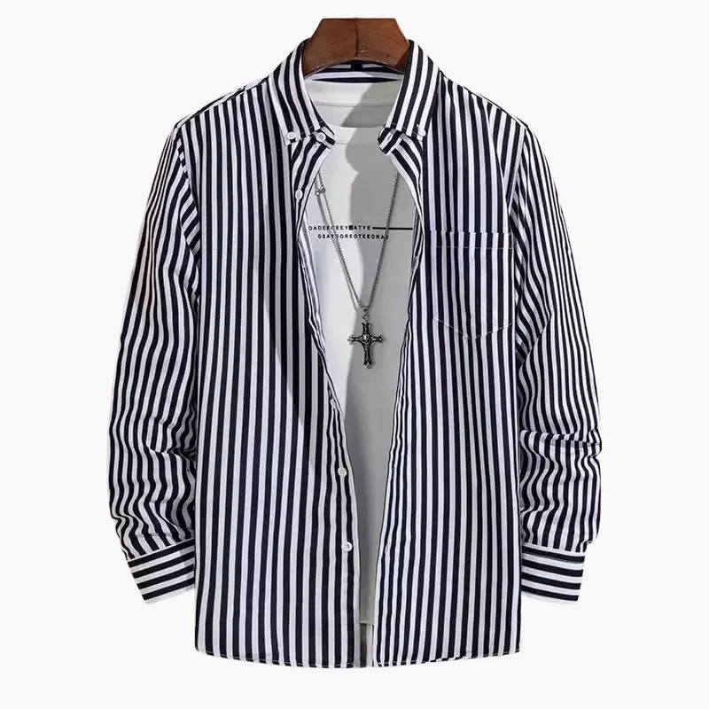 Herren Business Freizeithemd mit Streifenmuster – Elegantes Langarmhemd für Büro & Alltag - Image 12
