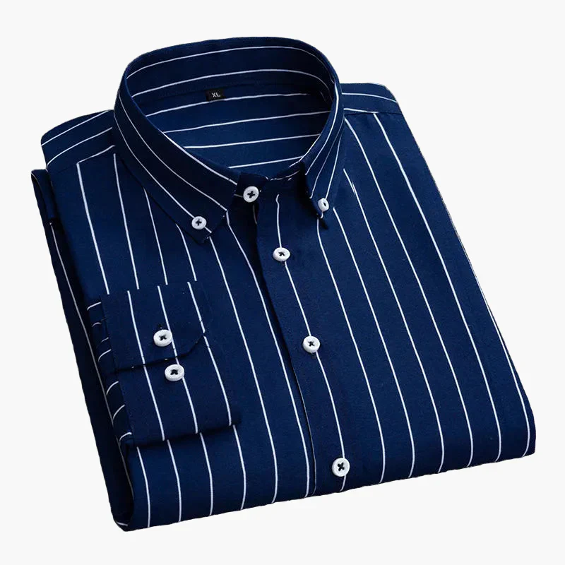 Herren Business Freizeithemd mit Streifenmuster – Elegantes Langarmhemd für Büro & Alltag - Image 2