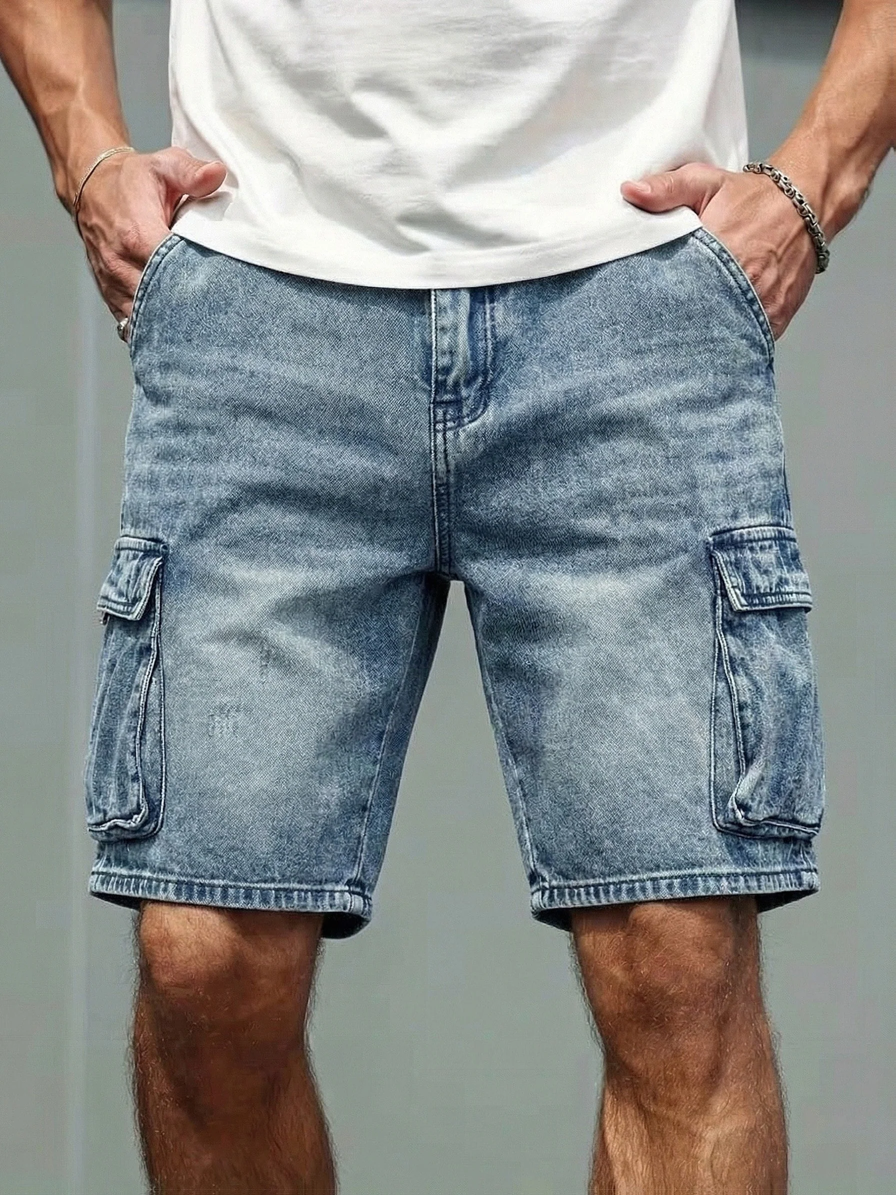 Herren Cargo Jeansshorts Regular Fit Freizeit Basic