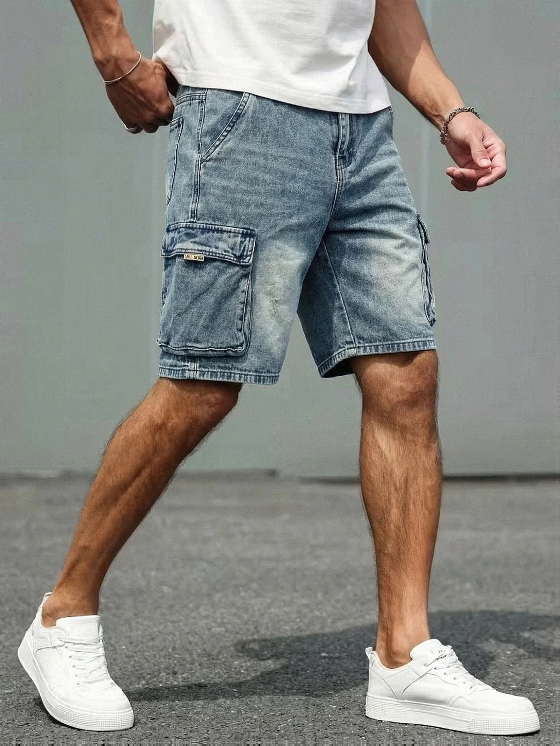 Herren Cargo Jeansshorts Regular Fit Freizeit Basic - Image 2