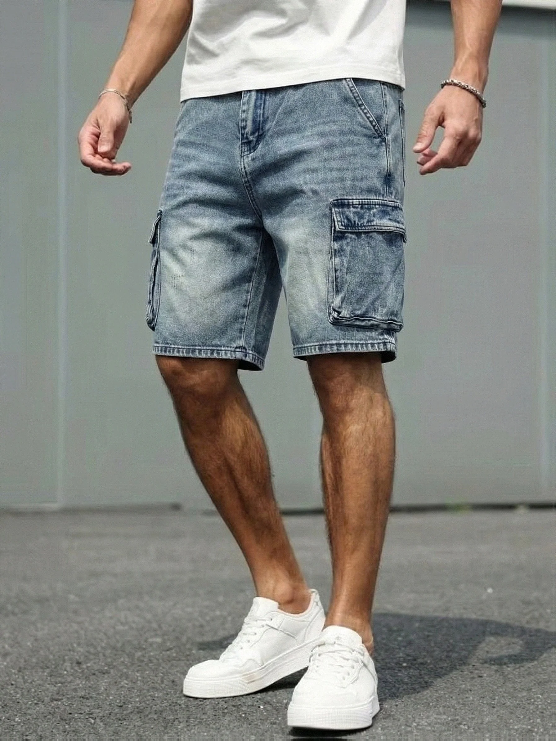 Herren Cargo Jeansshorts Regular Fit Freizeit Basic - Image 4