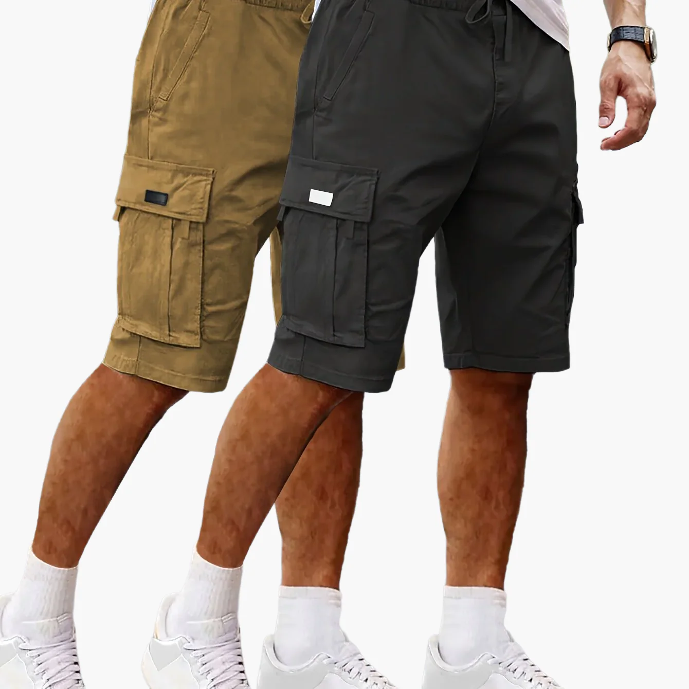Herren Cargo Shorts 2er Pack – Lässige Outdoor und Freizeit Bermudas mit Taschen - Image 12