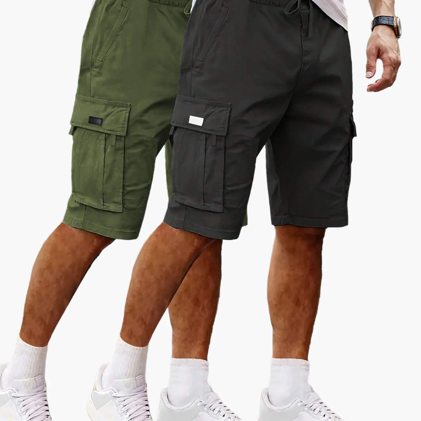 Herren Cargo Shorts 2er Pack – Lässige Outdoor und Freizeit Bermudas mit Taschen - Image 13
