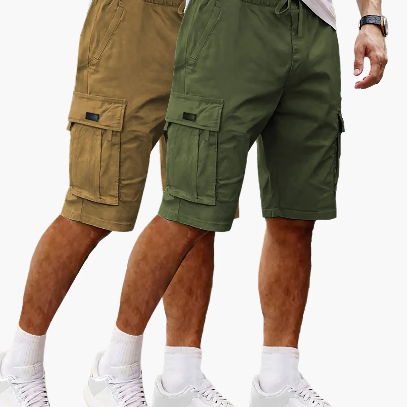 Herren Cargo Shorts 2er Pack – Lässige Outdoor und Freizeit Bermudas mit Taschen - Image 14