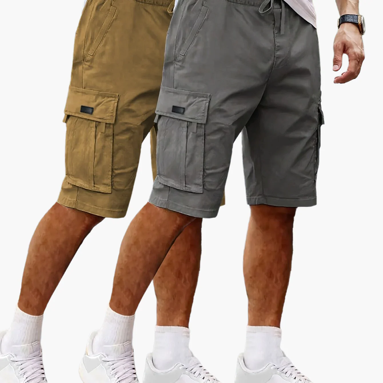 Herren Cargo Shorts 2er Pack – Lässige Outdoor und Freizeit Bermudas mit Taschen - Image 15