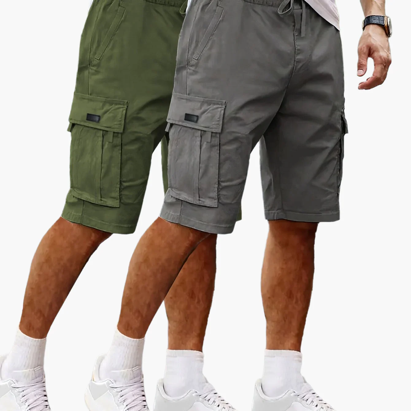 Herren Cargo Shorts 2er Pack – Lässige Outdoor und Freizeit Bermudas mit Taschen - Image 16