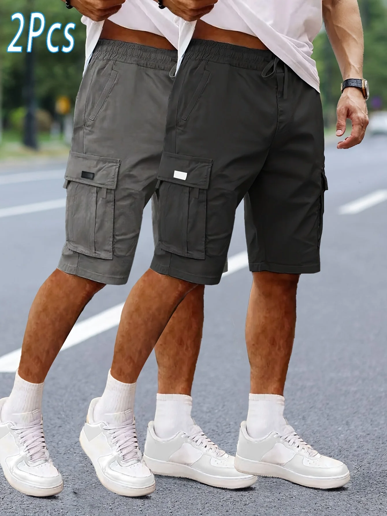 Herren Cargo Shorts 2er Pack – Lässige Outdoor und Freizeit Bermudas mit Taschen - Image 4