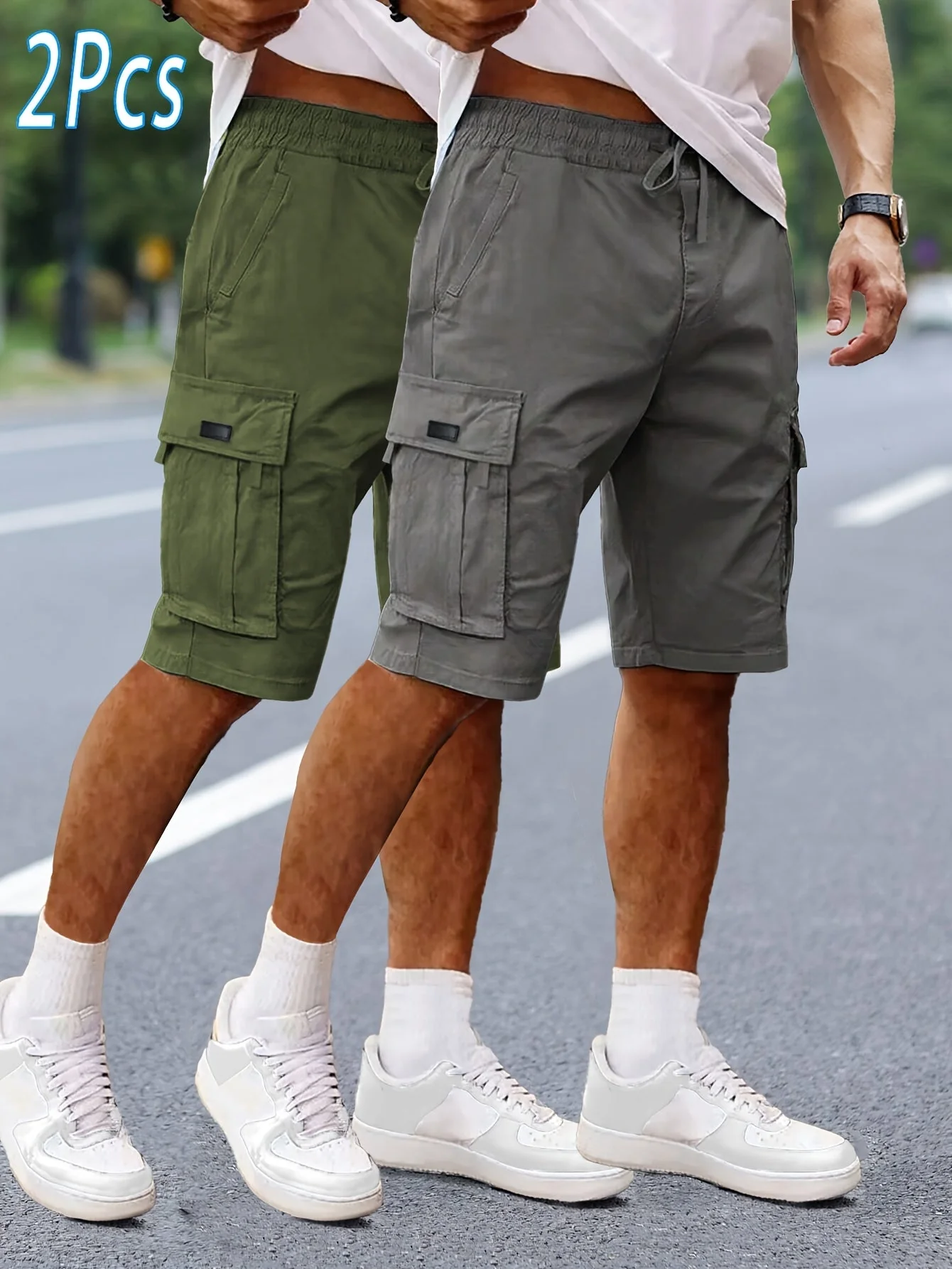 Herren Cargo Shorts 2er Pack – Lässige Outdoor und Freizeit Bermudas mit Taschen - Image 6