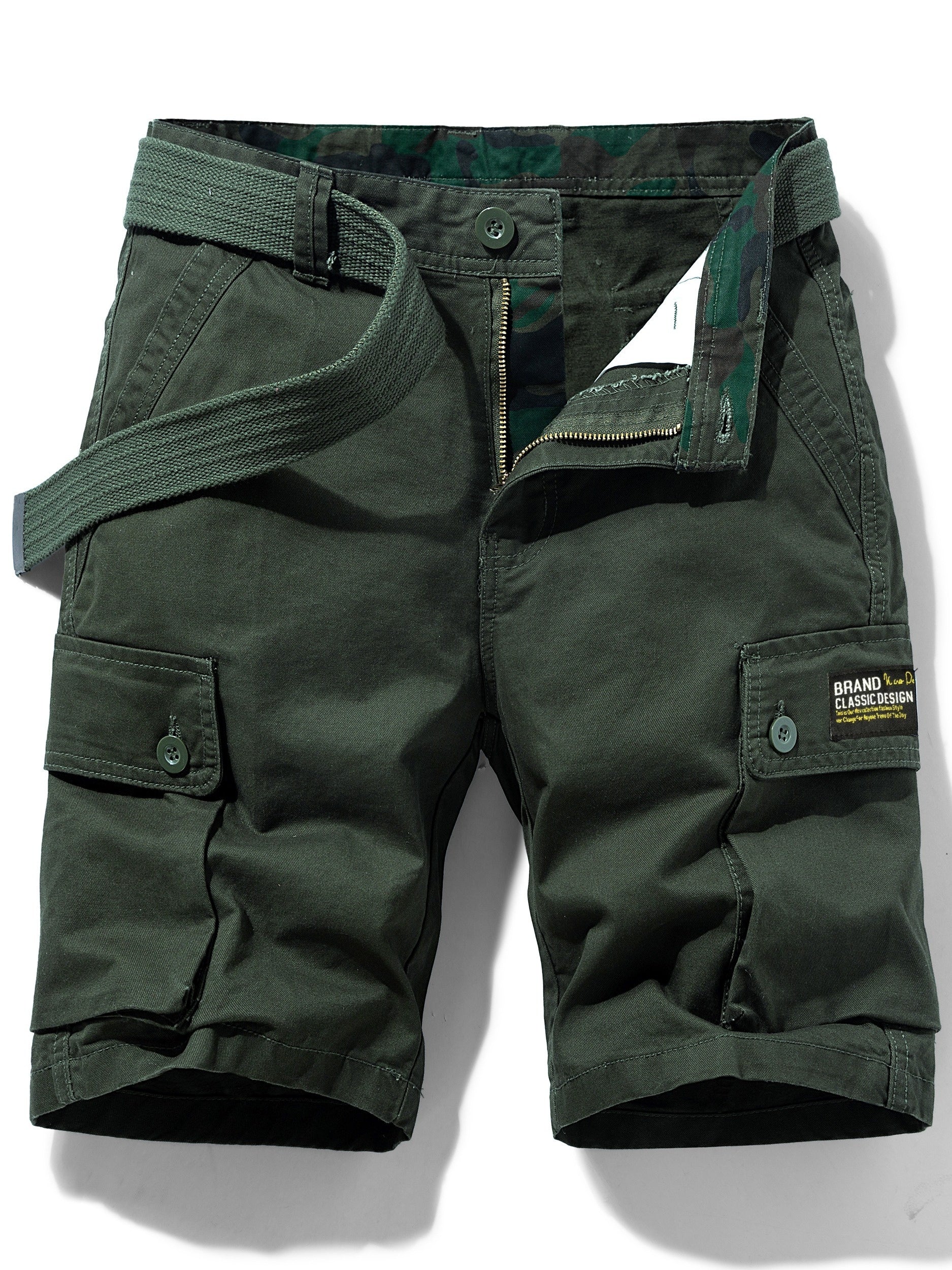 Herren Cargo-Shorts im Outdoor- und Freizeitstil mit Taschen und Gürtel