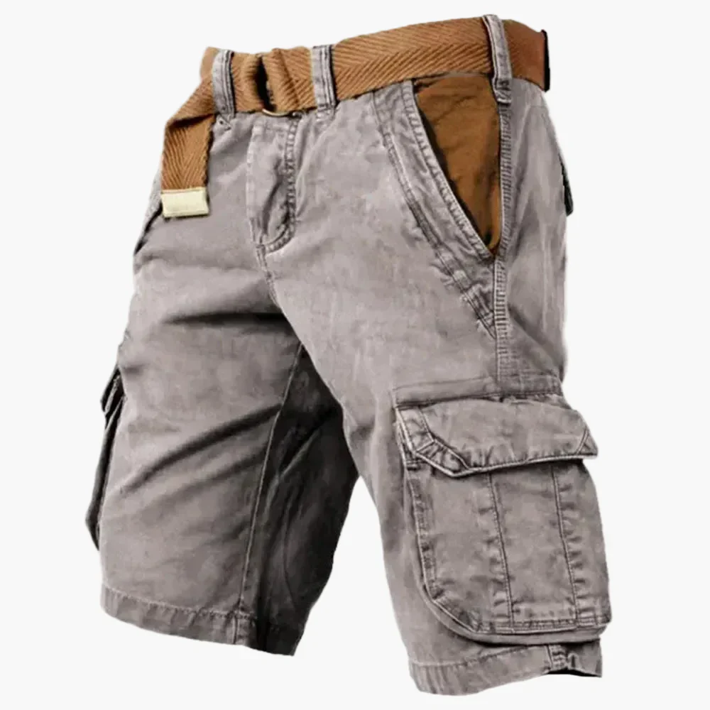 Herren Cargo Shorts Vintage Stil – Outdoor & Freizeit Bermuda mit Cargotaschen und Gürtel - Image 2