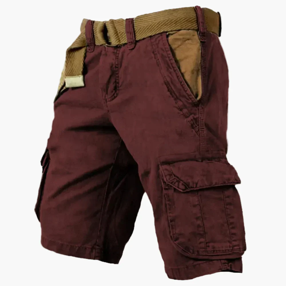Herren Cargo Shorts Vintage Stil – Outdoor & Freizeit Bermuda mit Cargotaschen und Gürtel - Image 3
